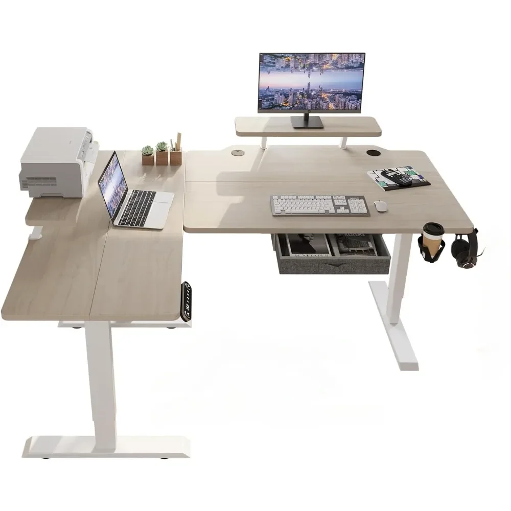 

63x47 Inches Height Adjustable Sit Stand Up Desk With Storage Shelf Room Desk to Study Table Pliante Furniture Computer Desks