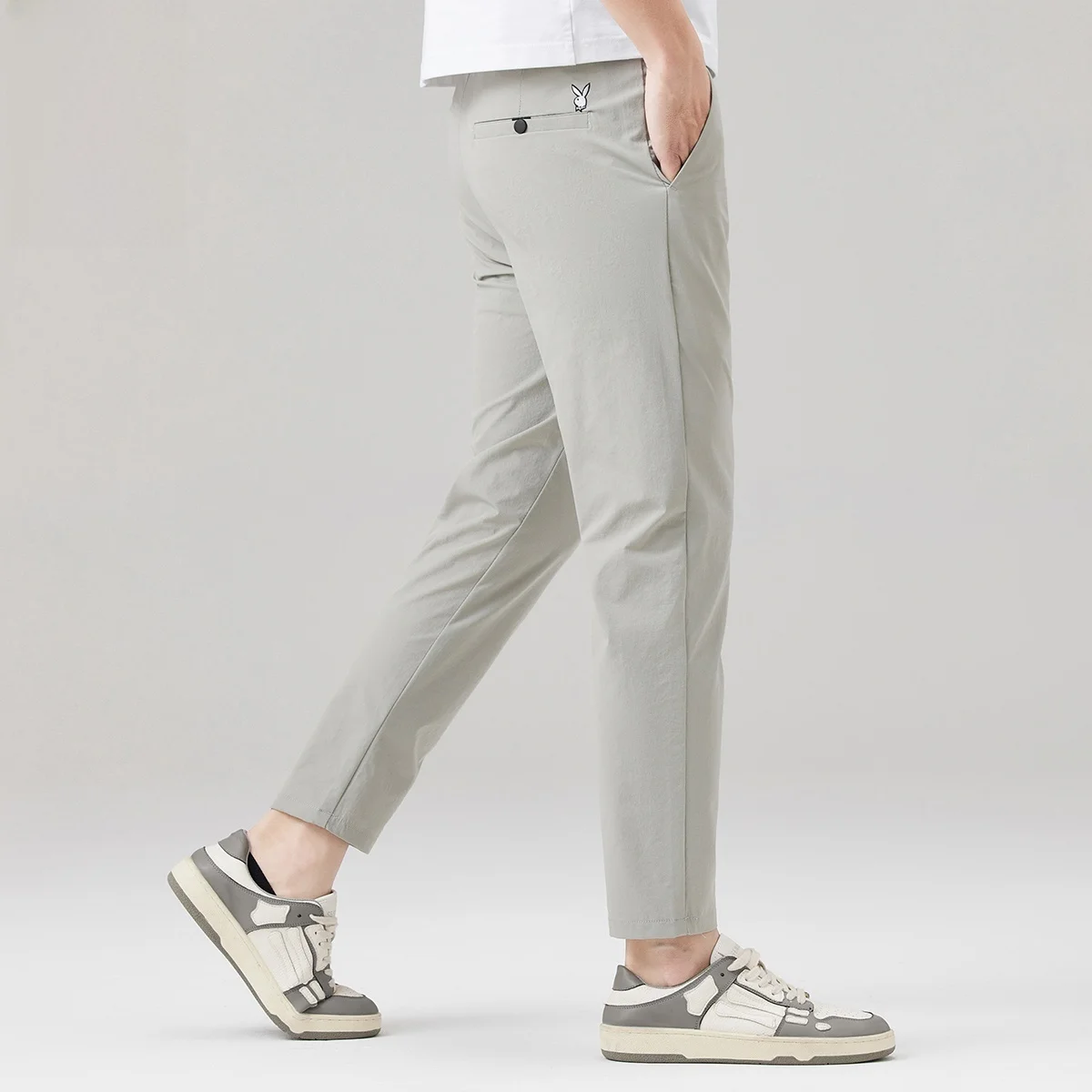 

Мужские повседневные брюки из ледяного шелка, облегающие, укороченные (до щиколотки), летние, новые, длинные, с охлаждающим эффектом, легкие, дышащие