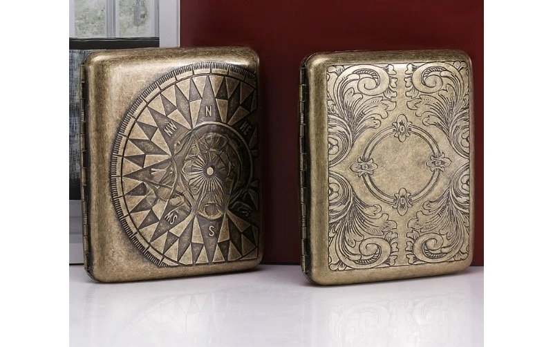 

Box of 20 retro metal boxes, men's portable ultra-thin pressure and moisture-proof clips, personalized high-end incense boxes