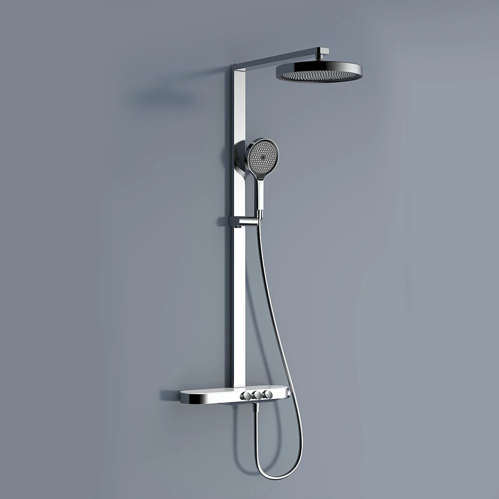 

SKOWLLLuxury: Элитная душевая система с открытым монтажом, двойная функция (тропический и ручной душ), 3 режима, хромированная, настенная, для ванной комнаты
