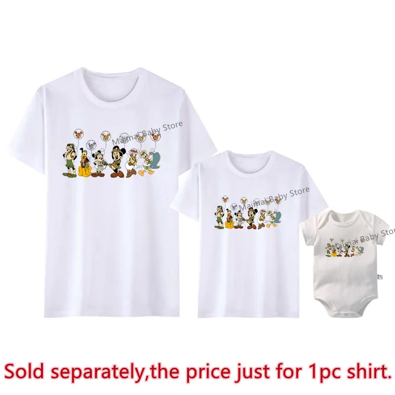 Animal Kingdom Safari Shirts Mickey Minnie Family Matching Outfits Funny Family Look Dad Mom Kids Disney Wild Zoo Tees Clothes