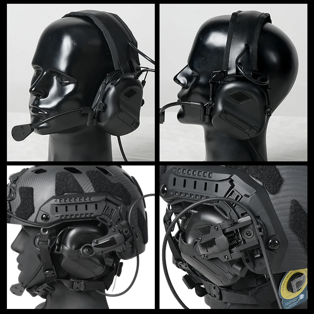 BOOIU التكتيكية خوذة غطاء للأذنين للطي اطلاق النار غطاء للأذنين لا الحد من الضوضاء 3.5 مللي متر واجهة ربط الهاتف المحمول سماعات نشطة