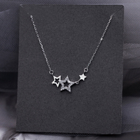 New 925 Sterling Silver Star Necklace Shiny Zircon Pentagram Clavicle Chain Exquisite Small Pendant Female Wedding Jewelry Gift