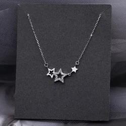 New 925 Sterling Silver Star Necklace Shiny Zircon Pentagram Clavicle Chain Exquisite Small Pendant Female Wedding Jewelry Gift