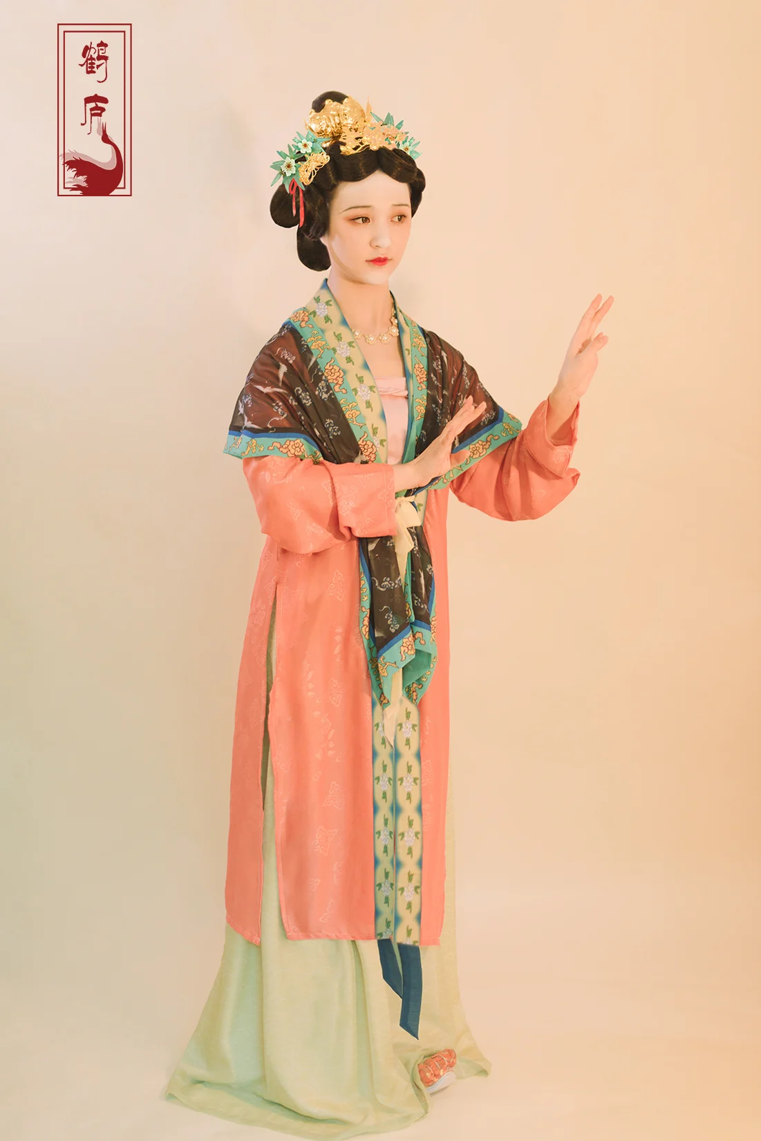 

Женский костюм Heros Hut Hanfu, реставрация Tang Bohu, картина Wang u Maidens, шелковая юбка, традиционная китайская одежда...