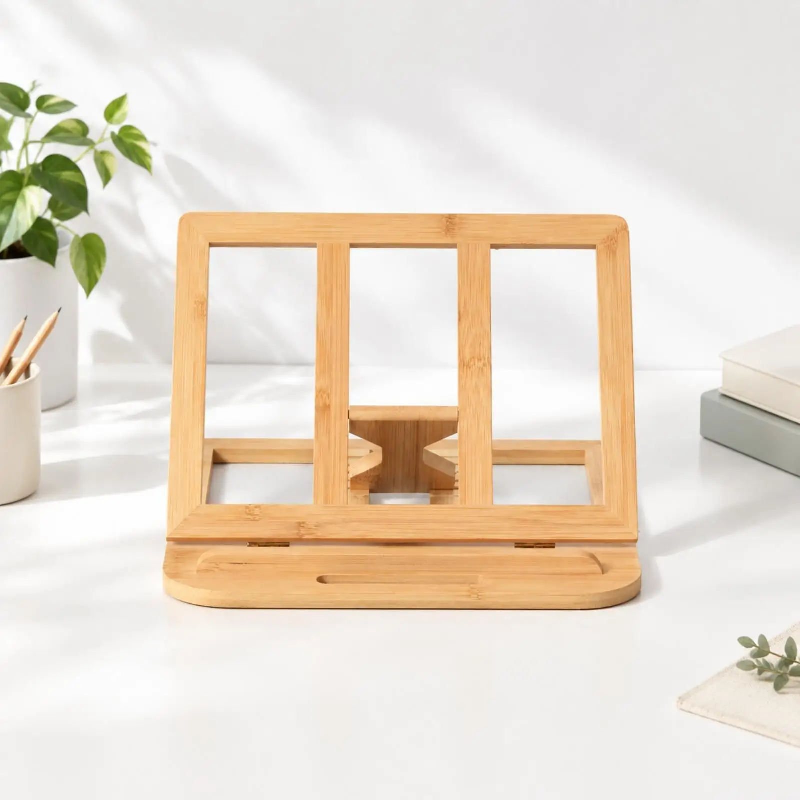 Adjustable Folding Desktop Stand Space-Saving Desktop Book Holder with Ledge Foldable Reading Stand Hands-Complimentary