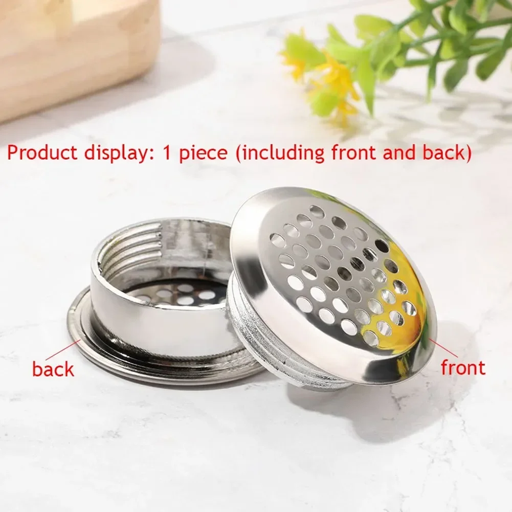 Aço Inoxidável Rodada Air Vent Grille, Plugs Móveis, Hardware para Guarda-Roupa e Gabinete, 2PCs