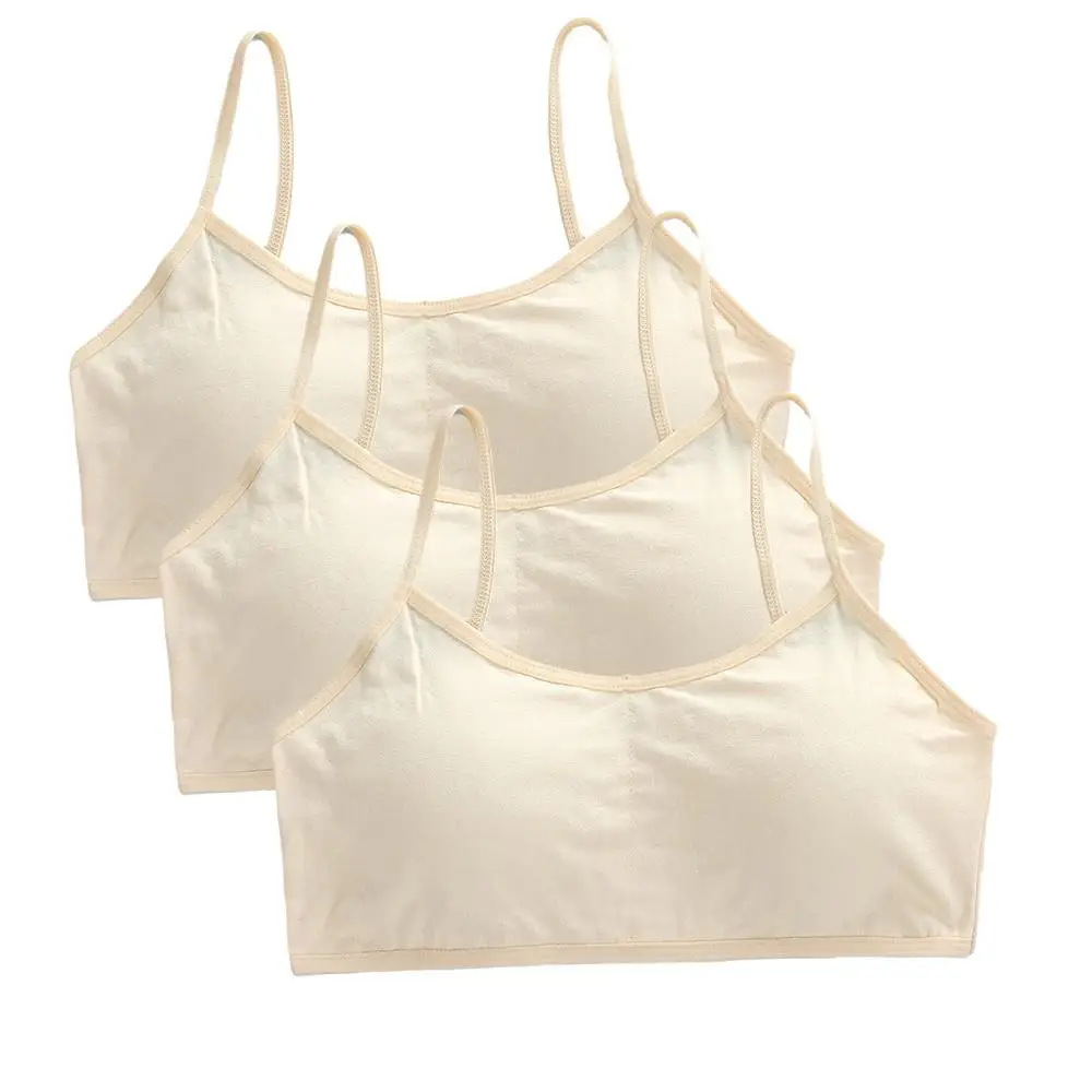 3 Stuks Tiener Meisjes Katoenen Tube Tops Jonge Kinderen Onderkleding Student Meisjes Draadloze Effen Kleur Bh Kinderen Sport Training Bh Vest