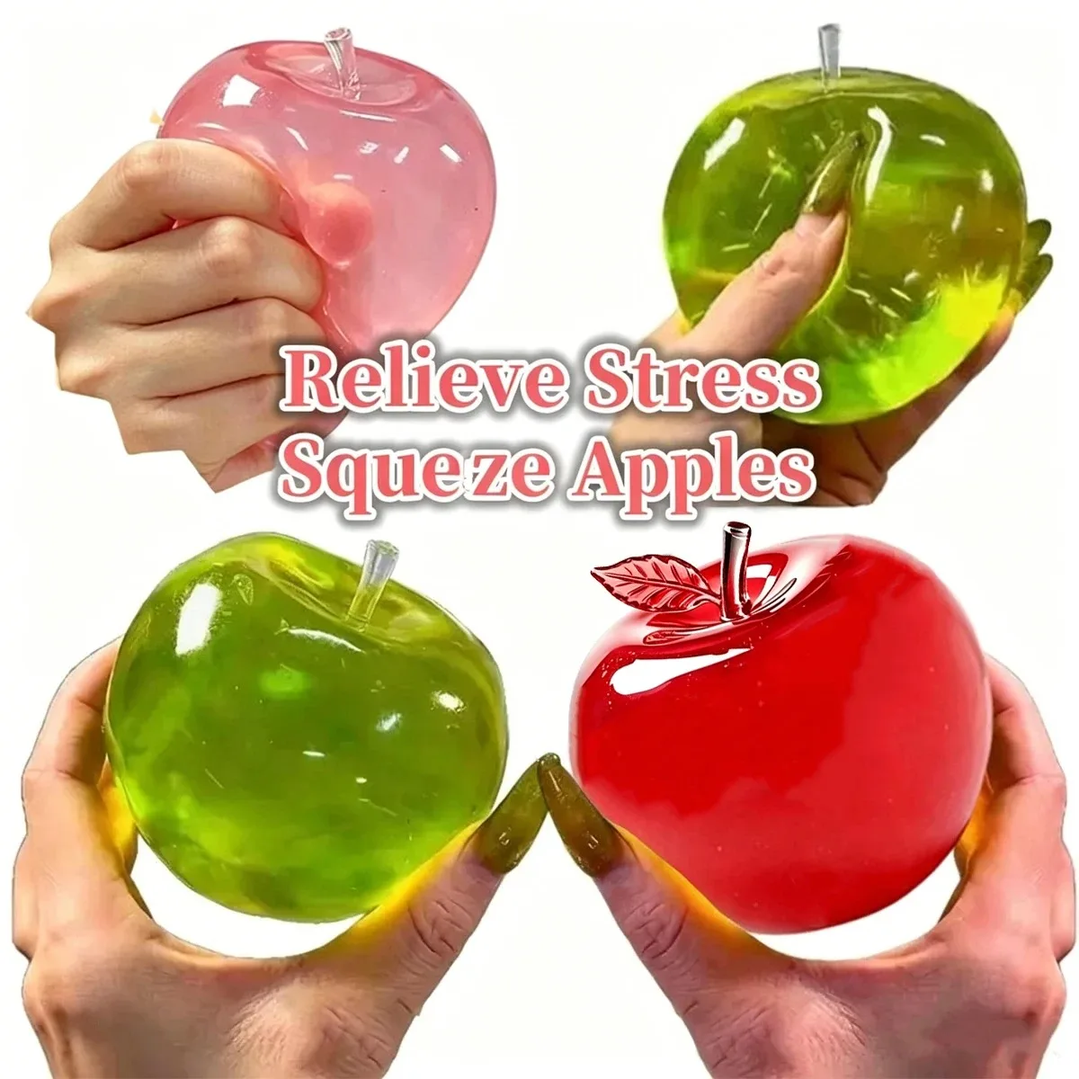 1 pièce Jouet Fidget Anti-stress en forme de pomme souple, extensible à remontée lente, pour soulager l'anxiété, cadeau créatif