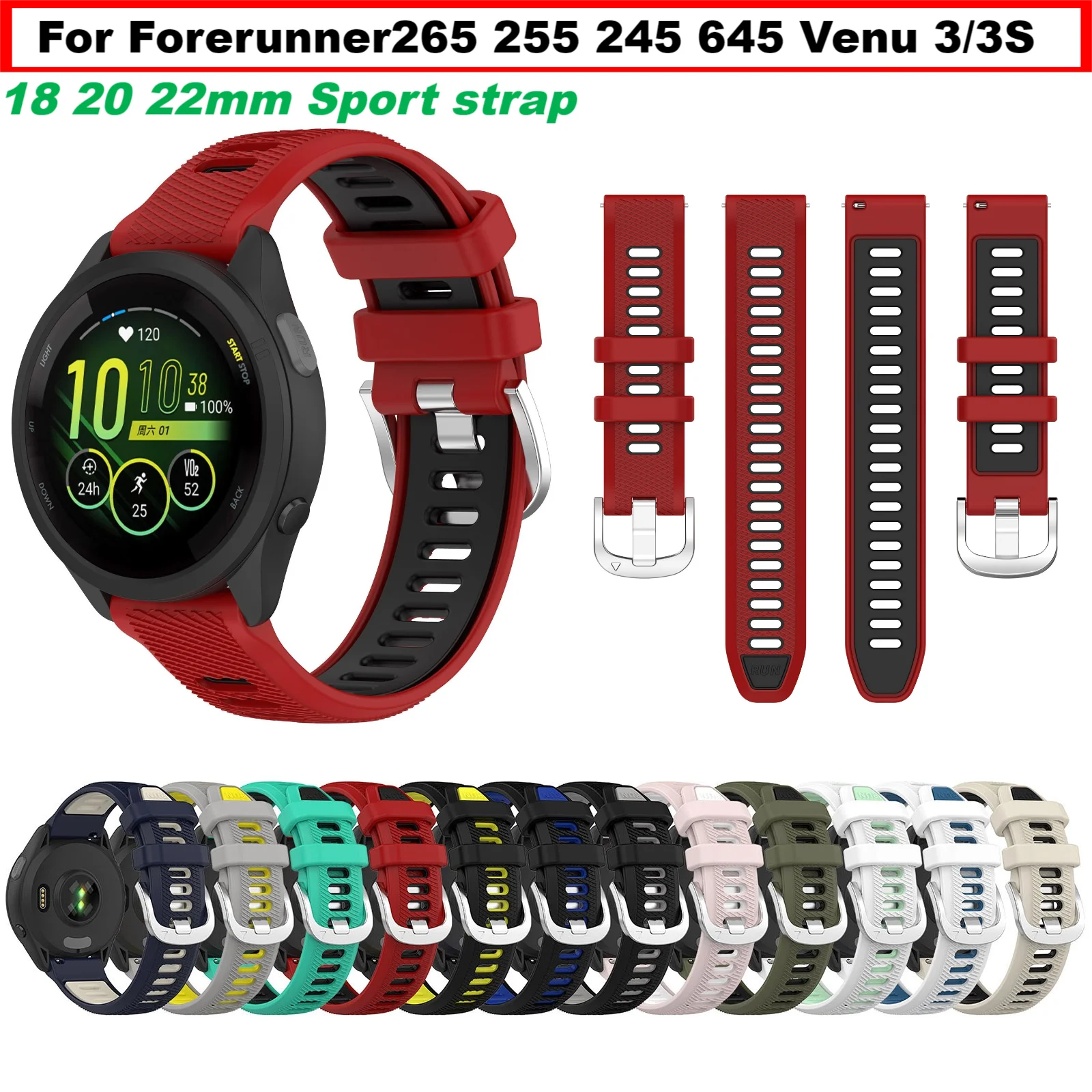 حزام سيليكون لموديل Forerunner ، سوار ، إكسسوارات ساعات ذكية ، بديلة ، دقيقة ، من garivoactive ، Vivoactive 5 ، 4 ، 3 ، Venu 3 ، 3S