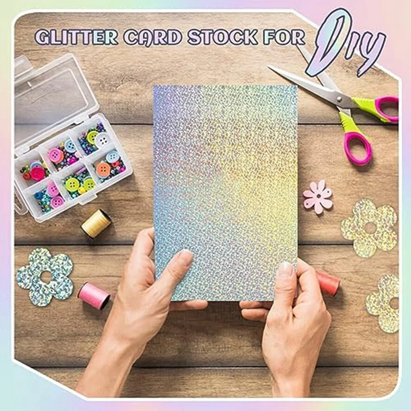 120Pcs Thick Metallic Holographic Card Stock 8.5X11inches Mirror Paper Sheets For Craft Cardboard Letter Poster Supplies