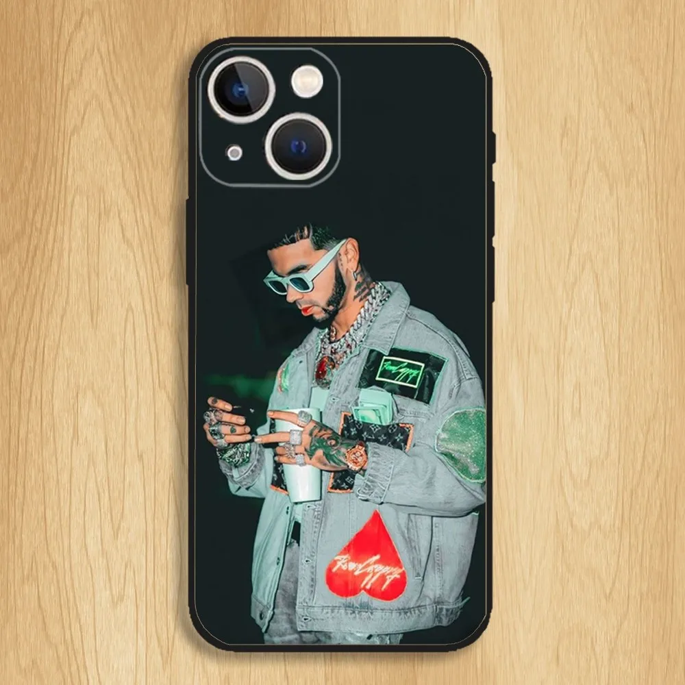 Anuel AA Rapper Phone Case For iPhone15,14,13,12,11,Pro,Max,Plus,Mini,X,XS,XR,8,7,6,S,Plus,SE Soft Black Case