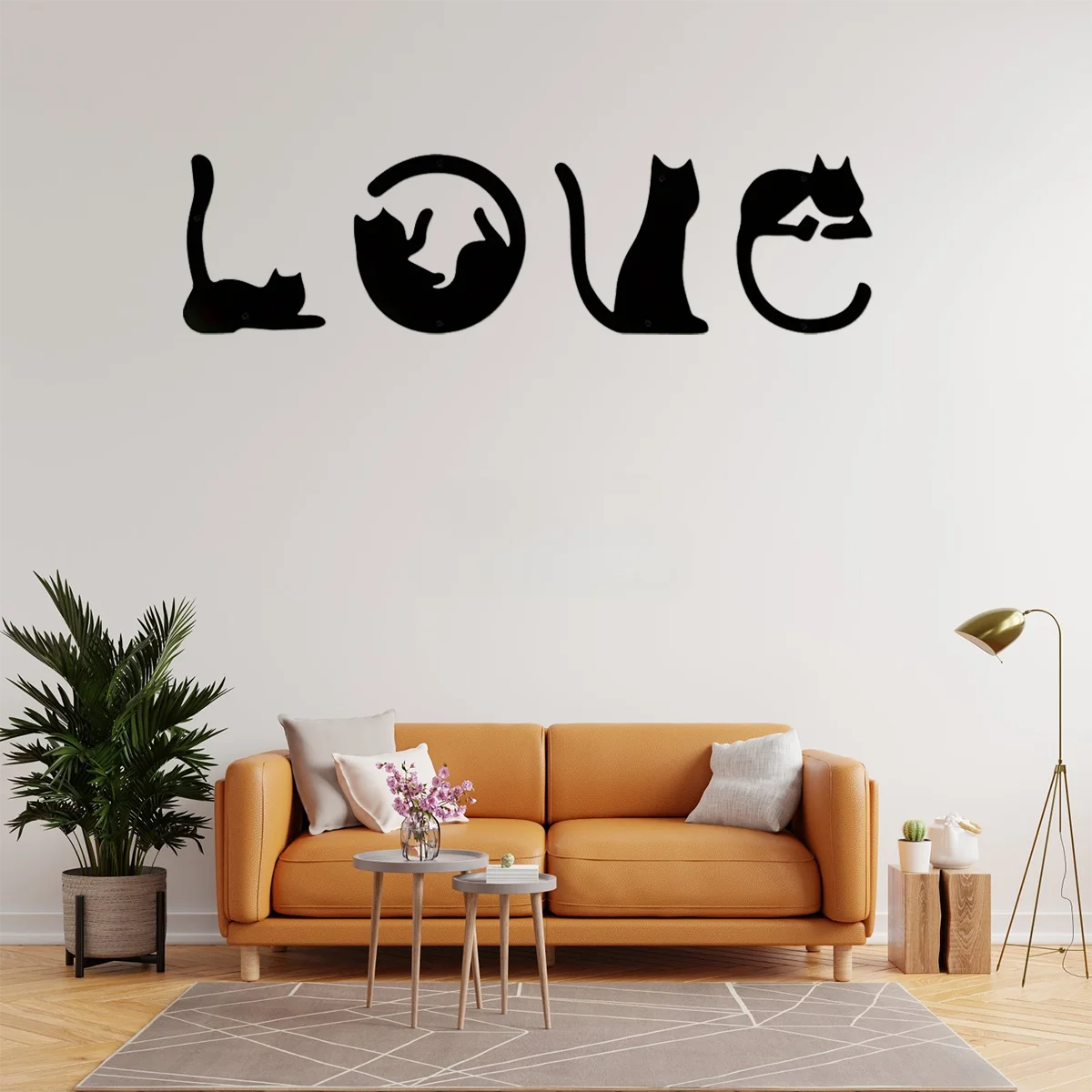 HELLOYOUNG 4pcs/set Cute Cat Metal Wall Room Decor Abstract Home Wall Art Decor Gothic Valentine's Day Decor Wall Sticker