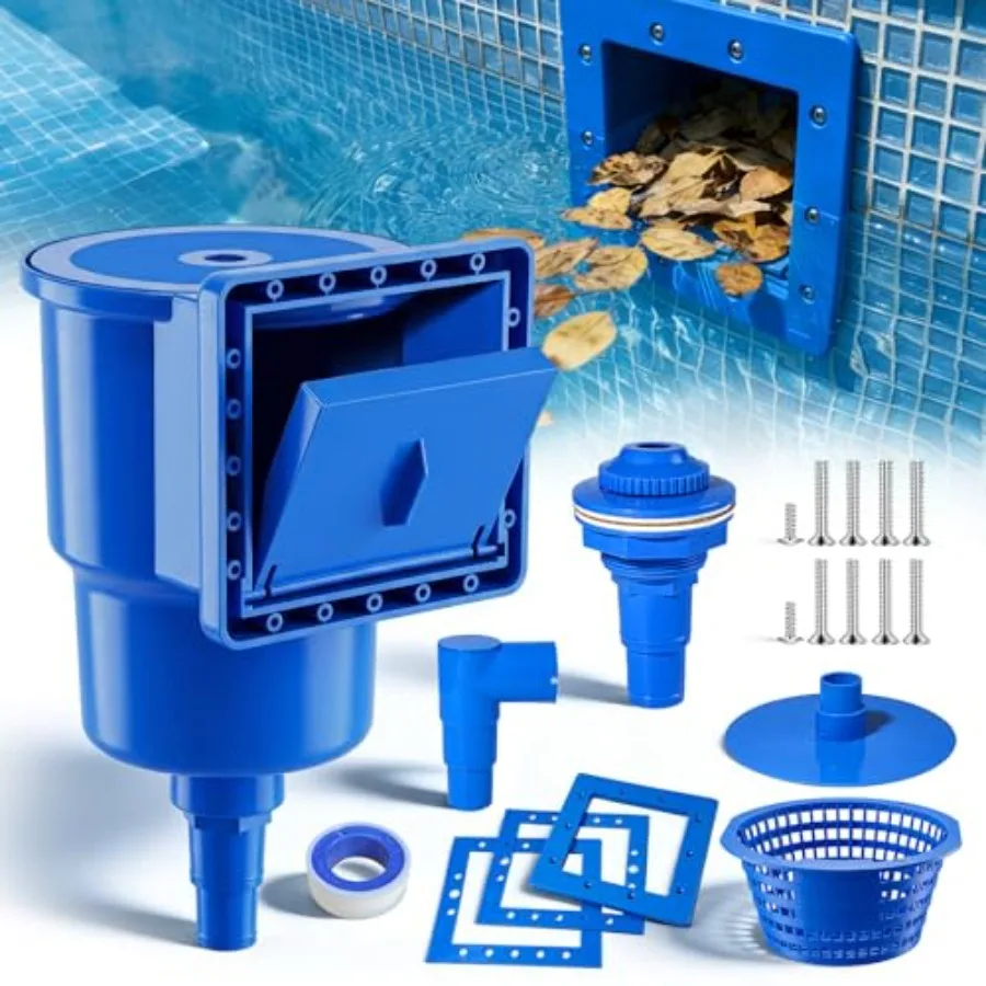 

Above Ground Pool Skimmer, Heavy Duty Through-Wall Mount Pool Skimmer Kit with Accessories, Universal Fit for Standard Wall Ope
