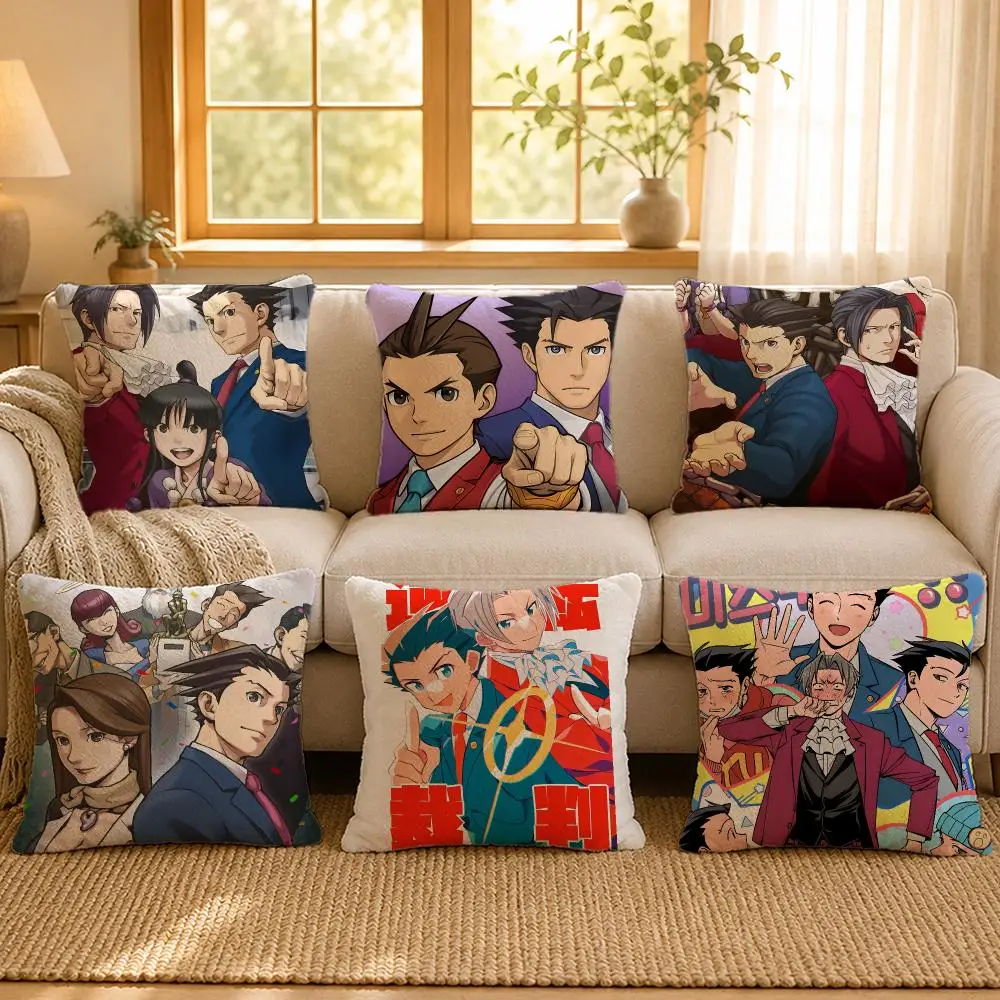 Mystery Ace Attorney Court Cushion Cover Personalized Short Plush Soft Bedroom Sofa Home Decor Gift