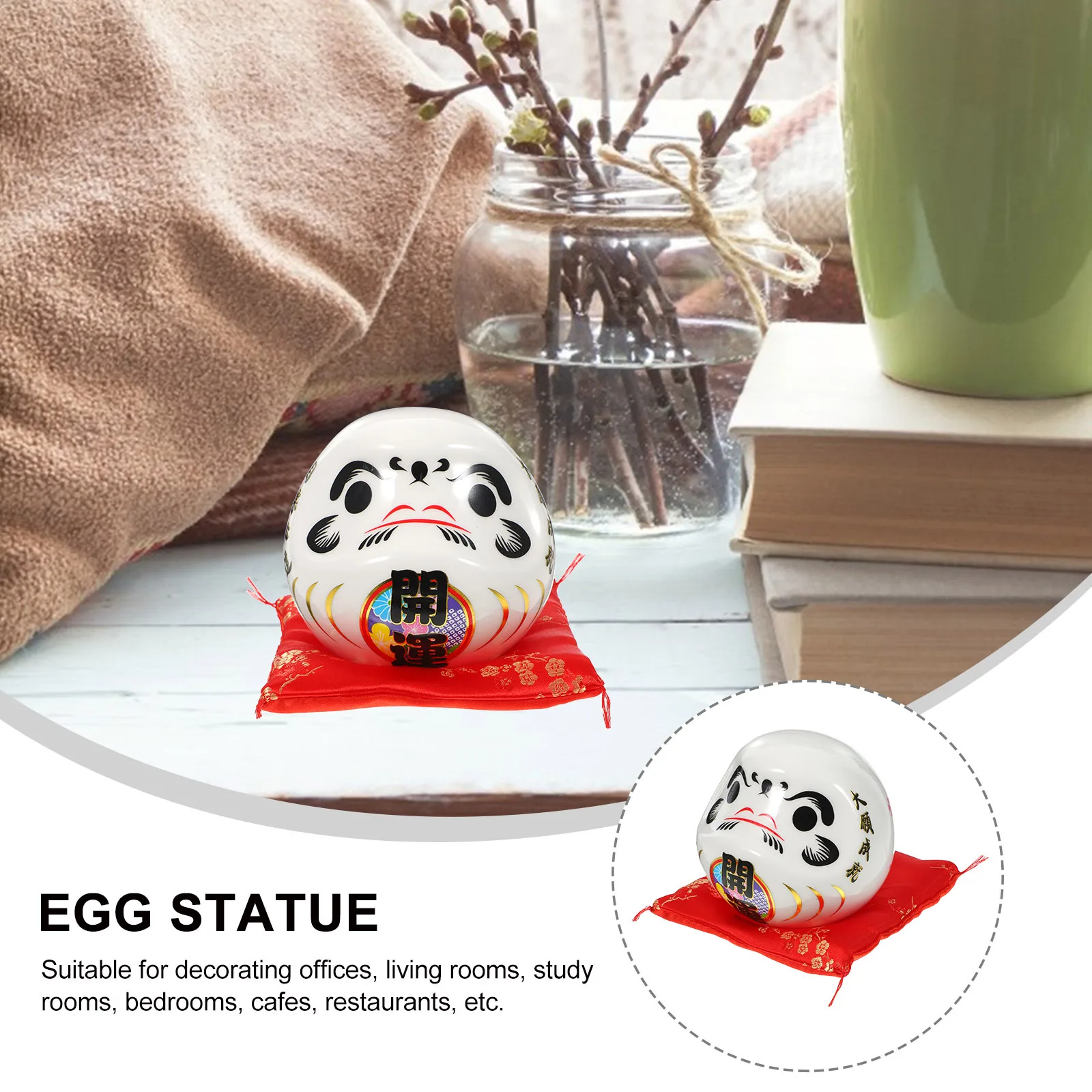 

Japanese Style Egg Ceramic Statue Decoration for Office Home Car Garden Ornament Statue Figurine