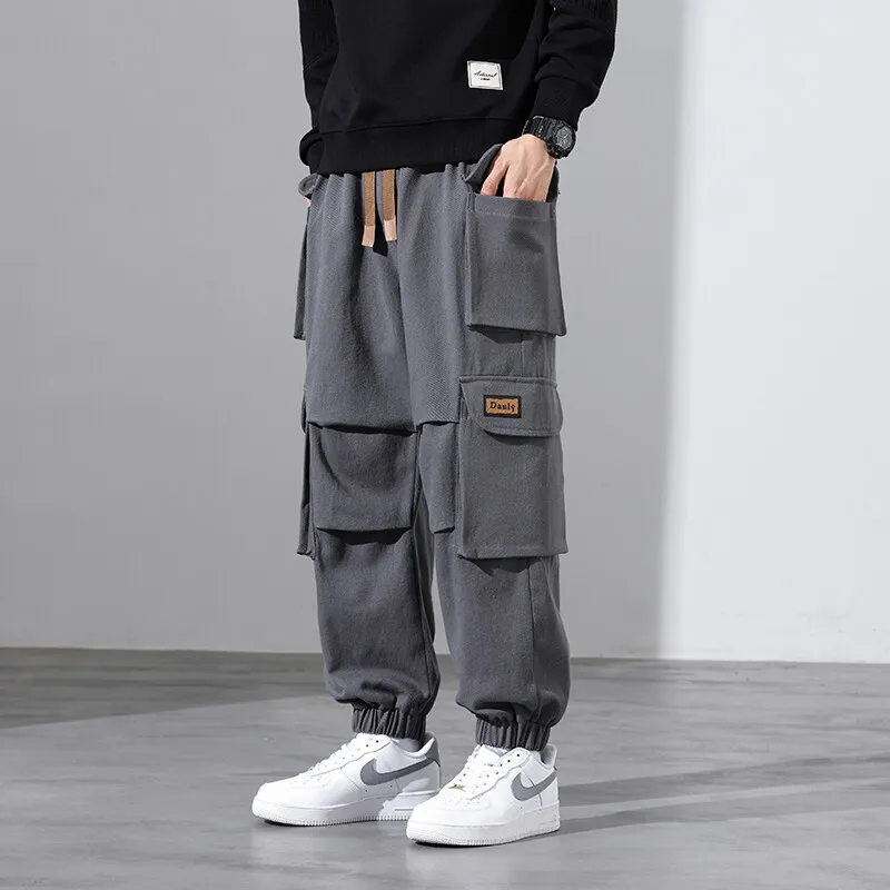 

Casual Men's Cotton Cargo Pants 2025 Spring Autumn Oversized M-8XL Joggers Streetwear Loose Solid Trousers Outdoor Sweat Pants