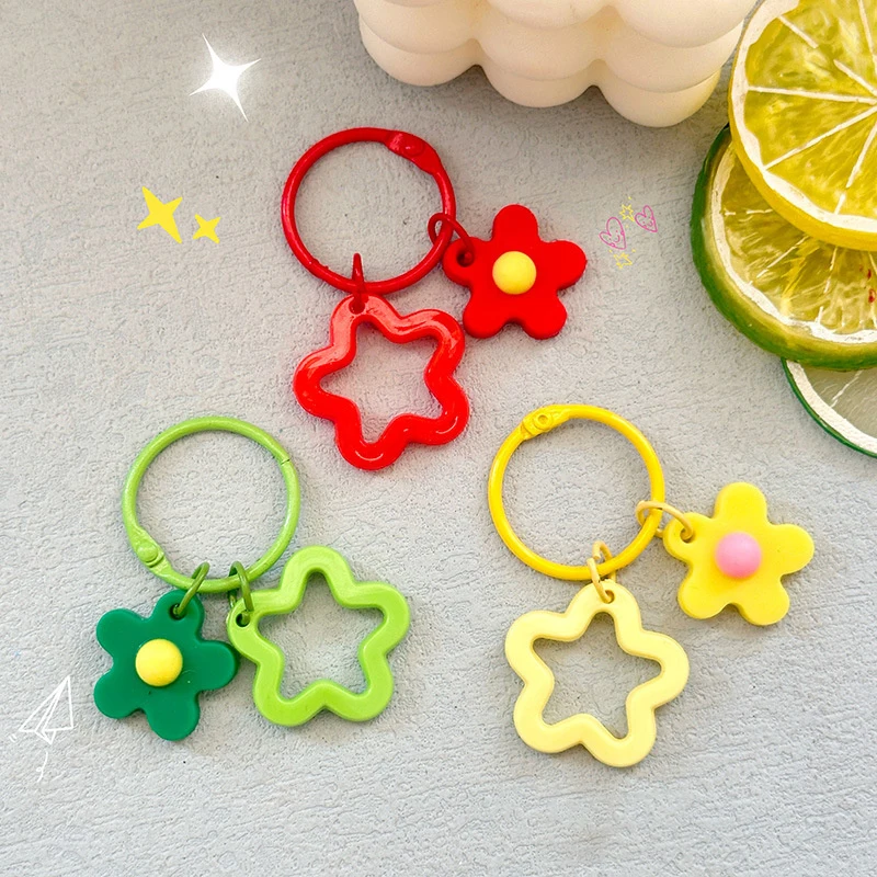 Cute Flower Stars Phone Chain Key Rings For Iphone Android Keychain Keyring Car Bag Pendant Decoration For Women Girls Lady