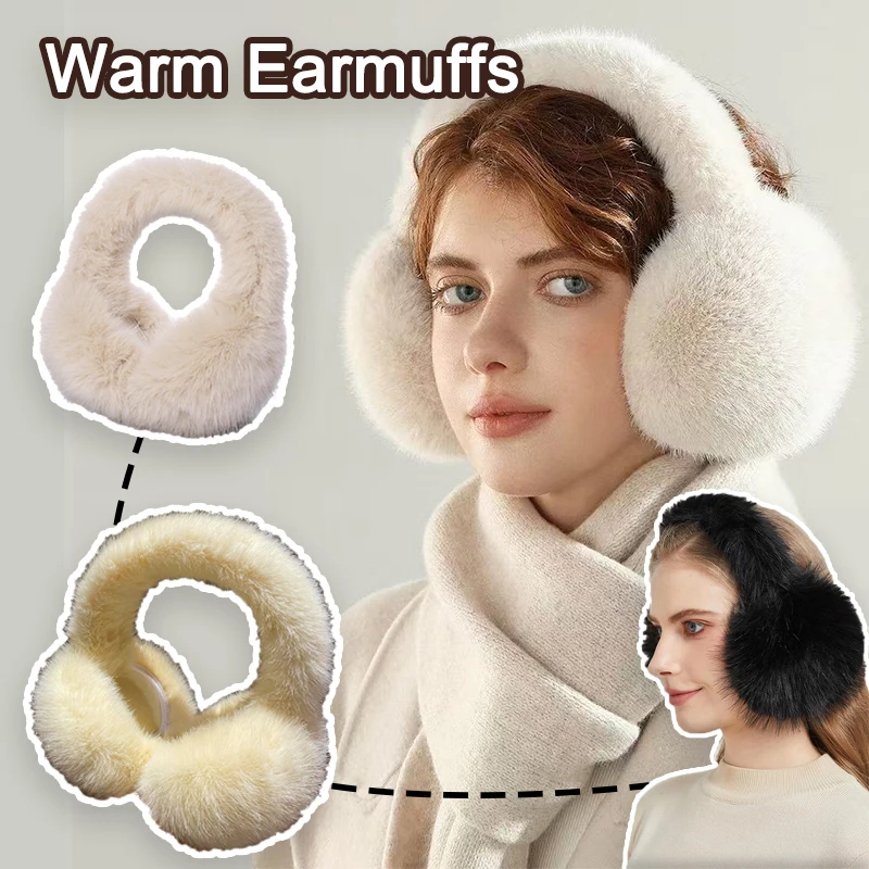 الشتاء Cutecore أفخم الأرنب الفراء غطاء للأذنين الدافئة الرجال النساء الأطفال طوي الأذن يغطي تدفئة اكسسوارات لركوب الدراجات في الهواء الطلق