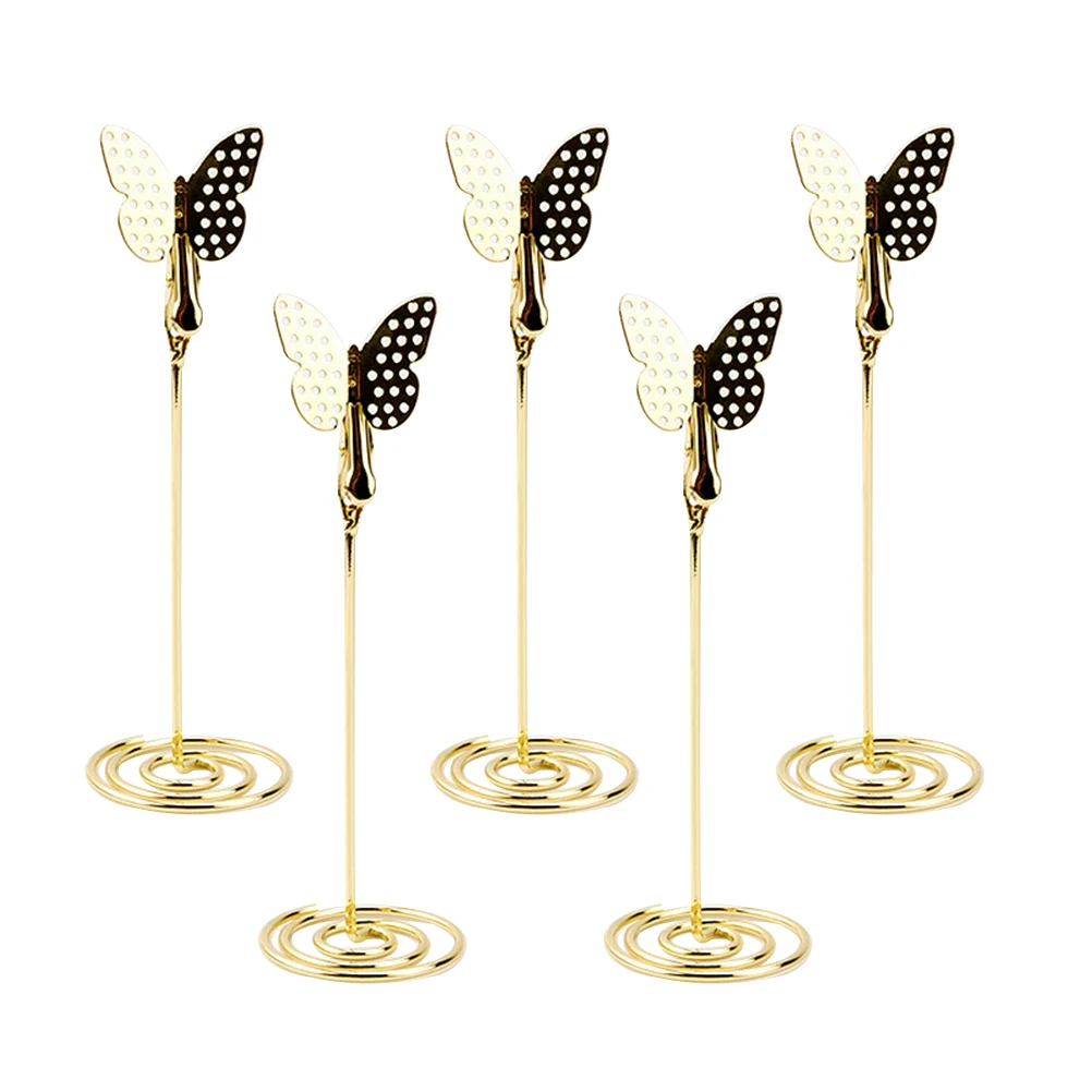

5 pcs Metal Holder Stainless Steel Photo Clips Memo Paper Table Number Holders Card Menu Holders Office Decor