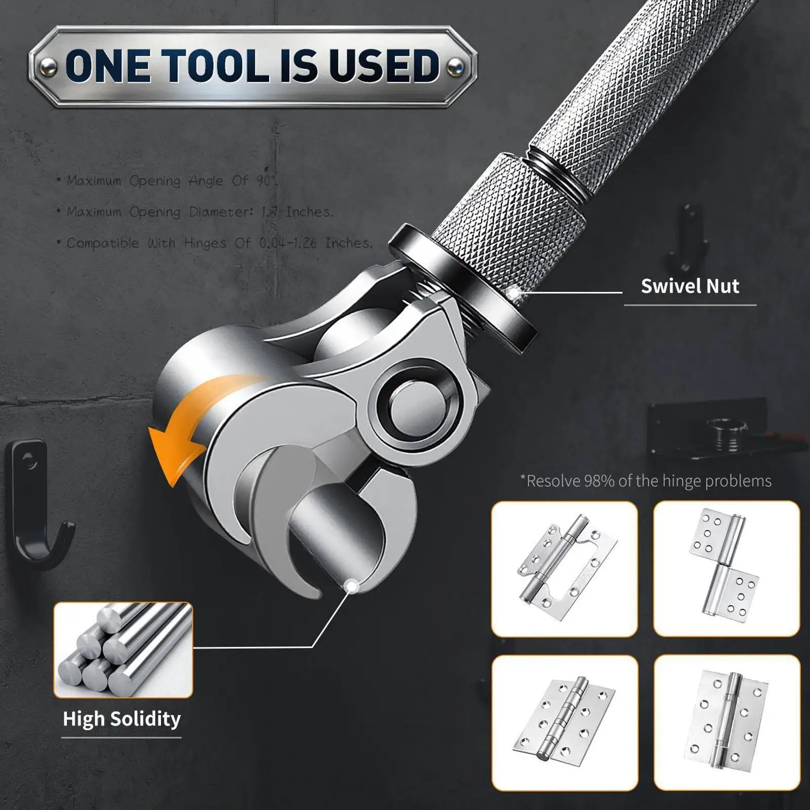 Stainless Steel Hinge Adjusting Wrench Multipurpose Door Hinge Repair Tools Adjustable Mouths for Doors Unseamed Cabinet