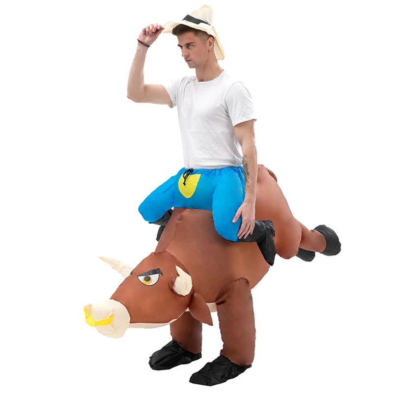 

Ride On Cow OX Suit Blow Up Clothing For Halloween Cosplay Party Dress Funny Fancy Mascot