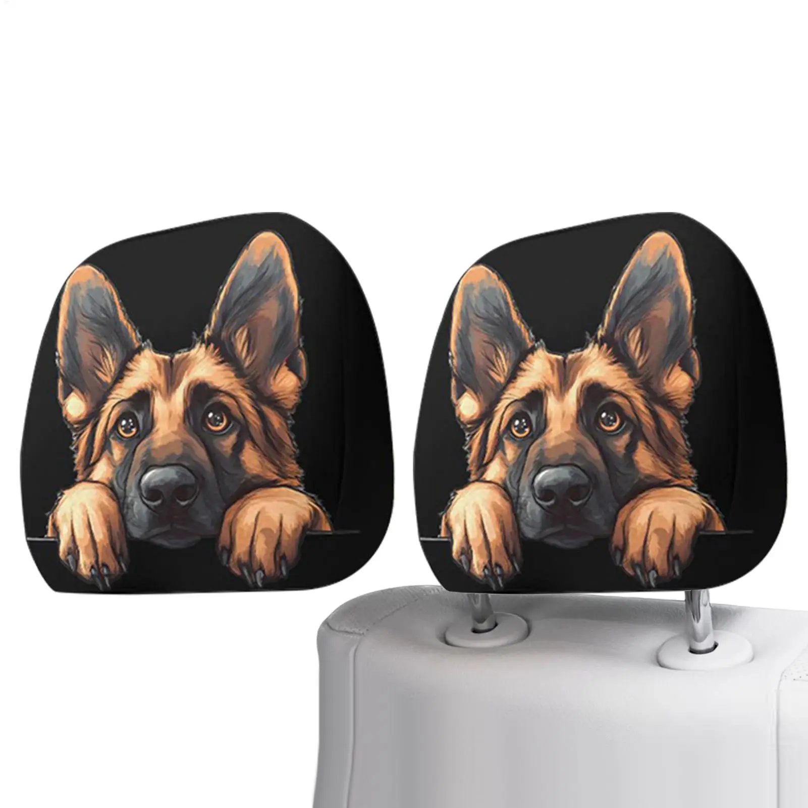 Animal Head Rest Dust Cover 2 Piece Elastic Washable Fun Dog Accessory Head Rest Cover for Car Vehicle Protective Equipment