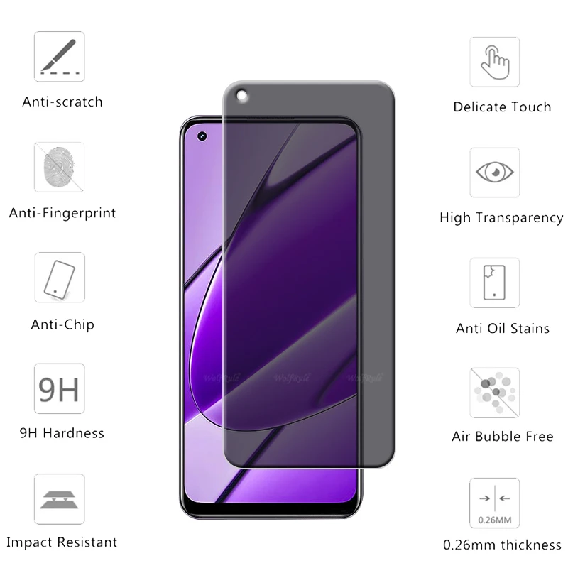 4/3/2/1Pcs For Realme 11 4G Glass OPPO Realme 11 4G Tempered Glass HD 9H Privacy Anti-Spy Screen Protector Realme 11 Realme11 4G