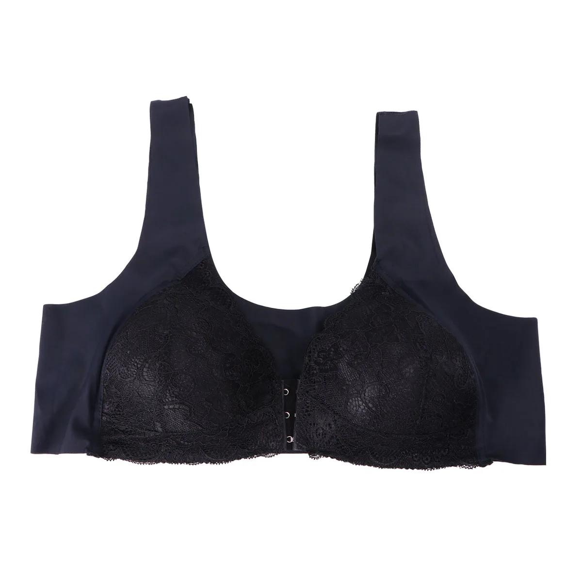 

No Steel Ring Bra One-Piece Seamless Front Buckle Bra for Women Ladies Black Xl Comfortable Soft Material Body Shaping