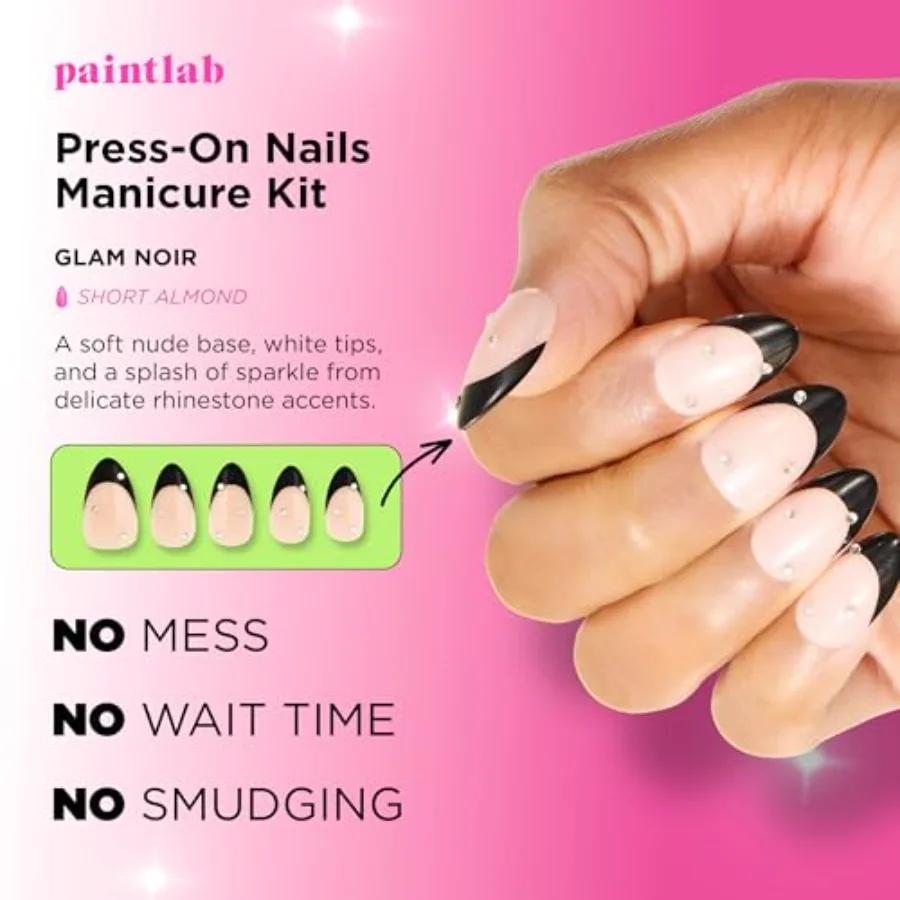 مجموعة أدوات مانيكير الأظافر Glam Noir المكونة من 30 قطعة لتحويل الأظافر بالحجم الكامل الفوري في المنزل أو OntheGo تتضمن F طويل الأمد #2