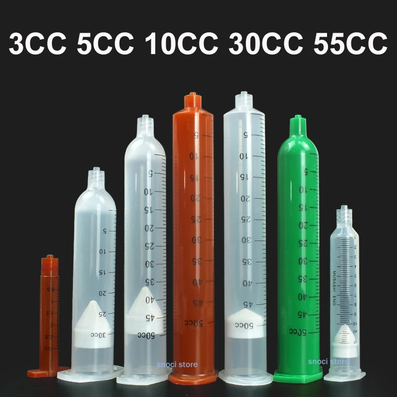 3CC 5CC 10CC 30CC 55CC Dispenser Syringe Barrel Needle Tip US/Japan Style Connection Adapter Glue dispensing syringe with scale