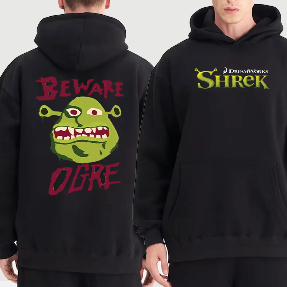 Anime Hoodie Beware Ogre Hoodie Shreks Men Vintage Hoody Round Neck Long Sleeve Gift Idea Tops Unisex Pullovers Sudadera Hombre