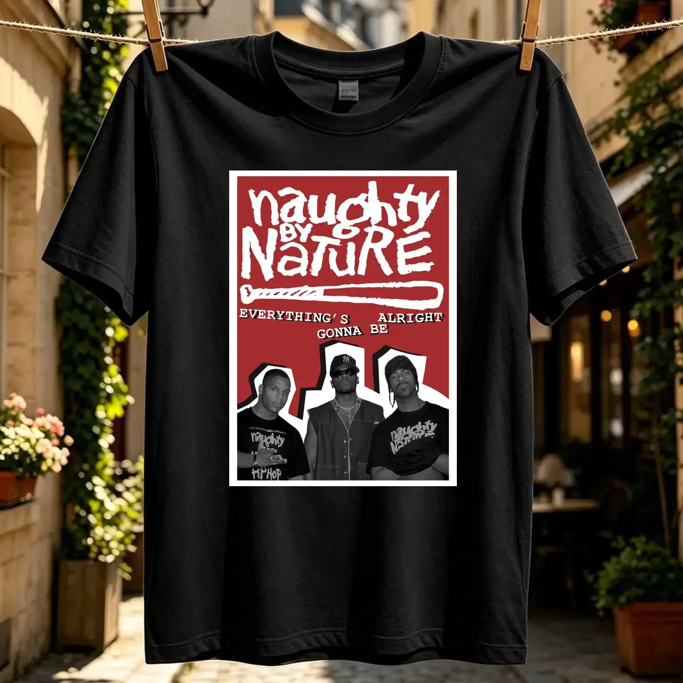 washed T Shirt 1990s Hip Hop Naughty by Nature Everything s Gonna Be Alright Ghetto Bastard long sleeves vintage Washed