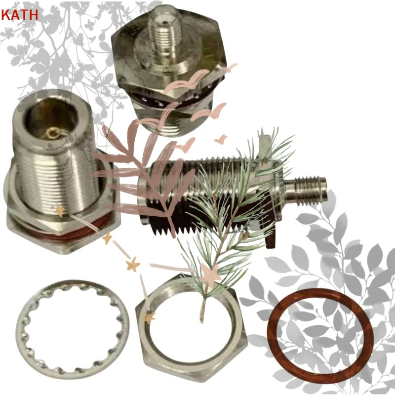 SMA Female to N Female Jack RF Adapter, 50  Nickel-Plated Coaxial Bulkhead Connector