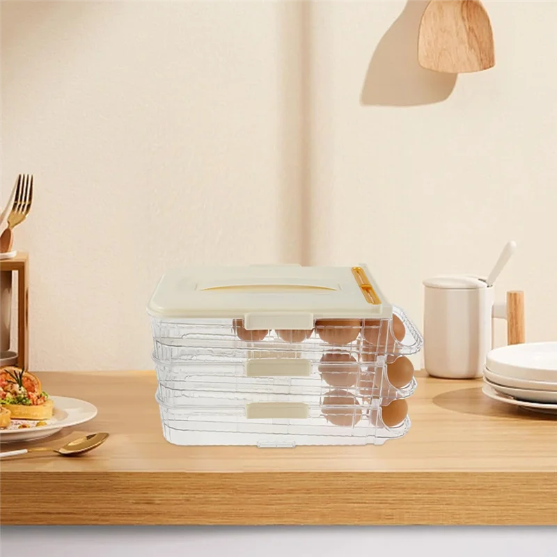 

NEW-Egg Holder For Refrigerator Rolling Egg Organizer Egg Container Saving Egg Roller Dispenser Stackable Fridge Tray