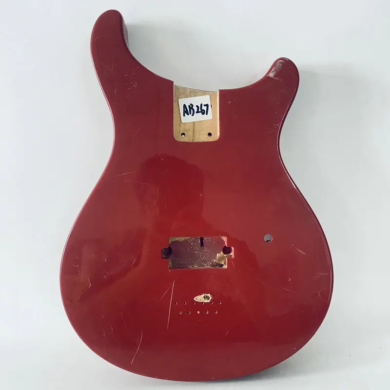 AB267 Red Color Bolt-on Neck Unfinished Electric Guitar Body Humbucker Pickup String Through Body for DIY Replacement