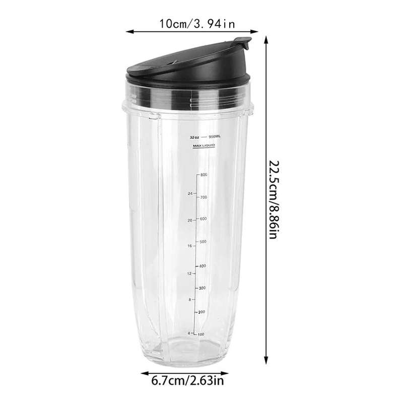 32Oz Replacement Ninja Blender Cups With Cup Lid 900Ml Large Capacity For Ninja 900W 1000W Blender Juicer