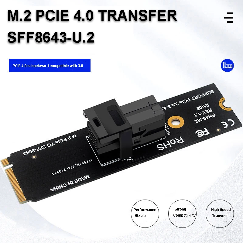 

Адаптер M.2 NVME — U.2 Карта расширения M.2 NGFF Mkey PCIeX4 — SFF-8643 SFF-8639 подходит для серверных рабочих станций, настольных компьютеров
