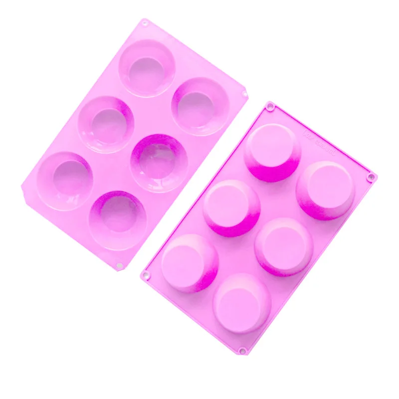 قالب كيك سيليكون مكون من 6 قطع، قالب كيك كوب مستدير لكوب المافن، قالب صابون بارد مصنوع يدويًا للخبز