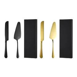 Golden Cake Cutting Set, Cake Knife Cake Pie Pizza Spatula Fruit Dessert Spatula, Suitable For Couples Wedding, Birthday, Party