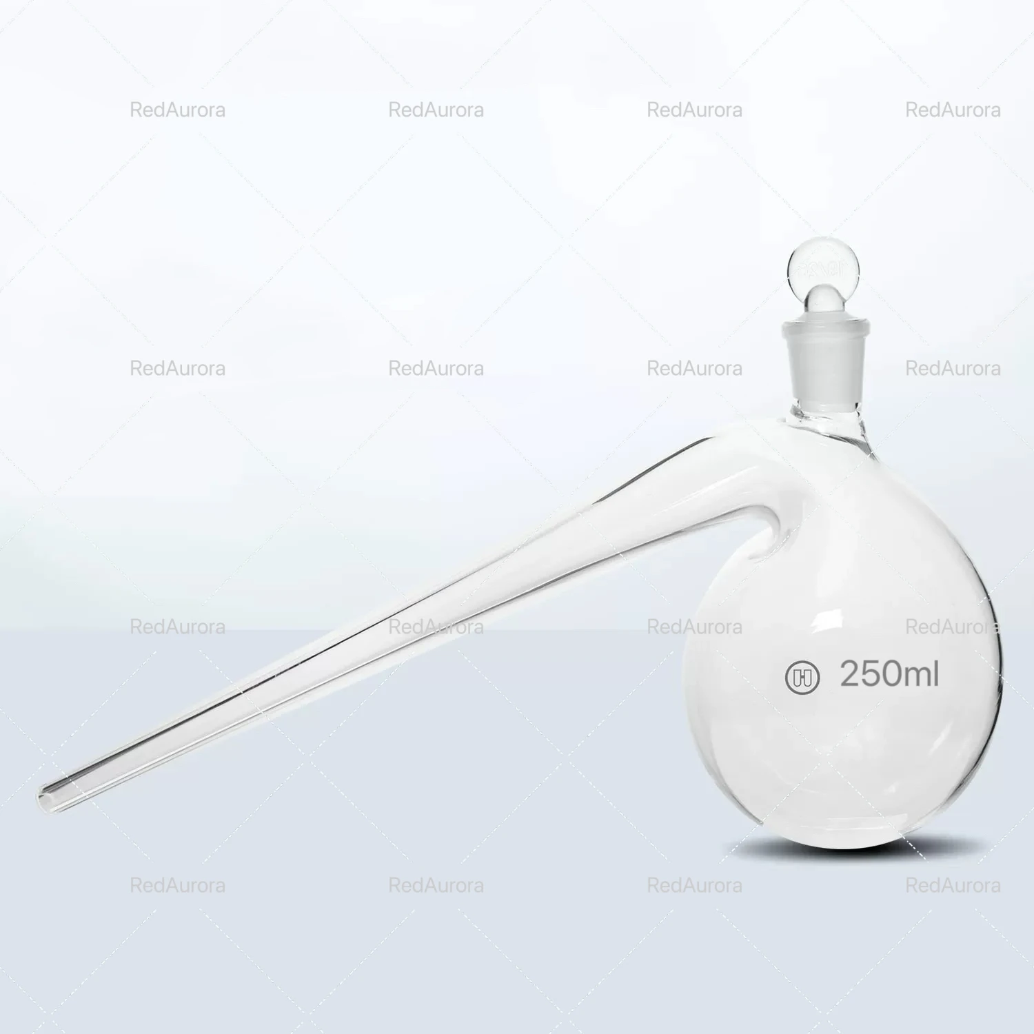 250mL Retort With Ground - in Glass Stopper Borosilicate 3.3 Glass Distillation Distilling Flask Laboratory Chemistry Curved Nec