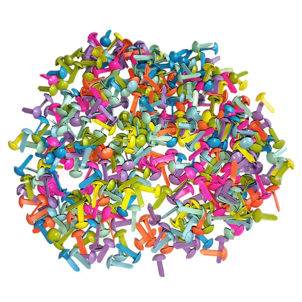 

150Pcs Round Colorful Mini Brads DIY Craft Tools for Children Easy to Use Non Fading Random Colors Handmade Brads