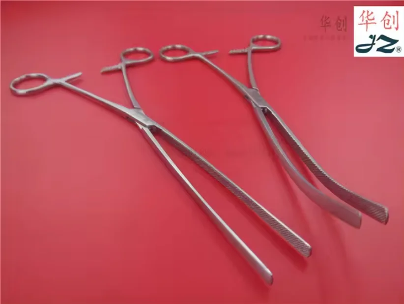 Dog Cutting ear hemostasis Medical 304 stainless steel 25cm intestinal forceps straight curved pliers Celiac surgical instrument