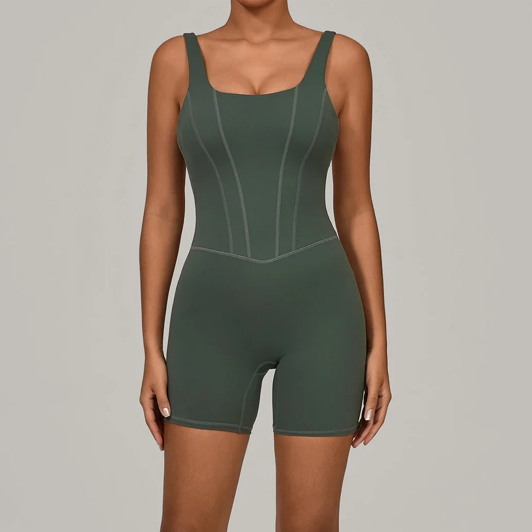 

Sports Overalls Padding Sporty Jumpsuit Gym Set Woman Sportswear 2025 Yoga Suit for Fitness Clothing Push Up Mono Mujer Green