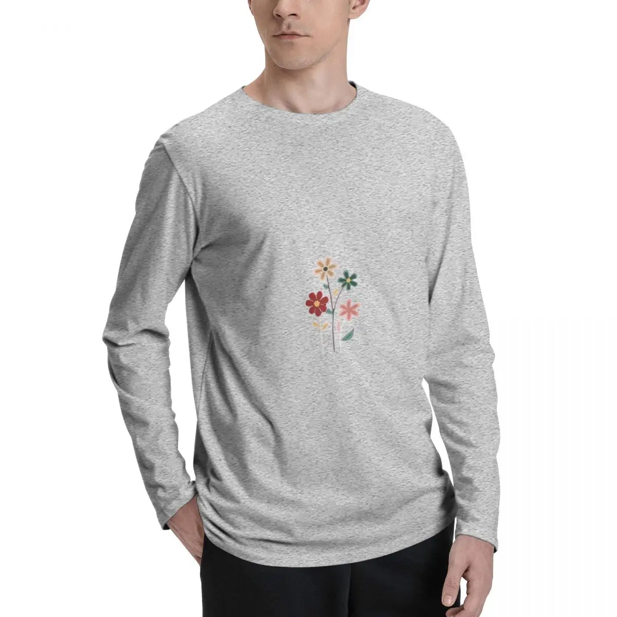 Pastel_Blooms._Cute_Earth Premium Men's Long Sleeve Tee - Classic Design with Superior Comfort for All-Day Wear