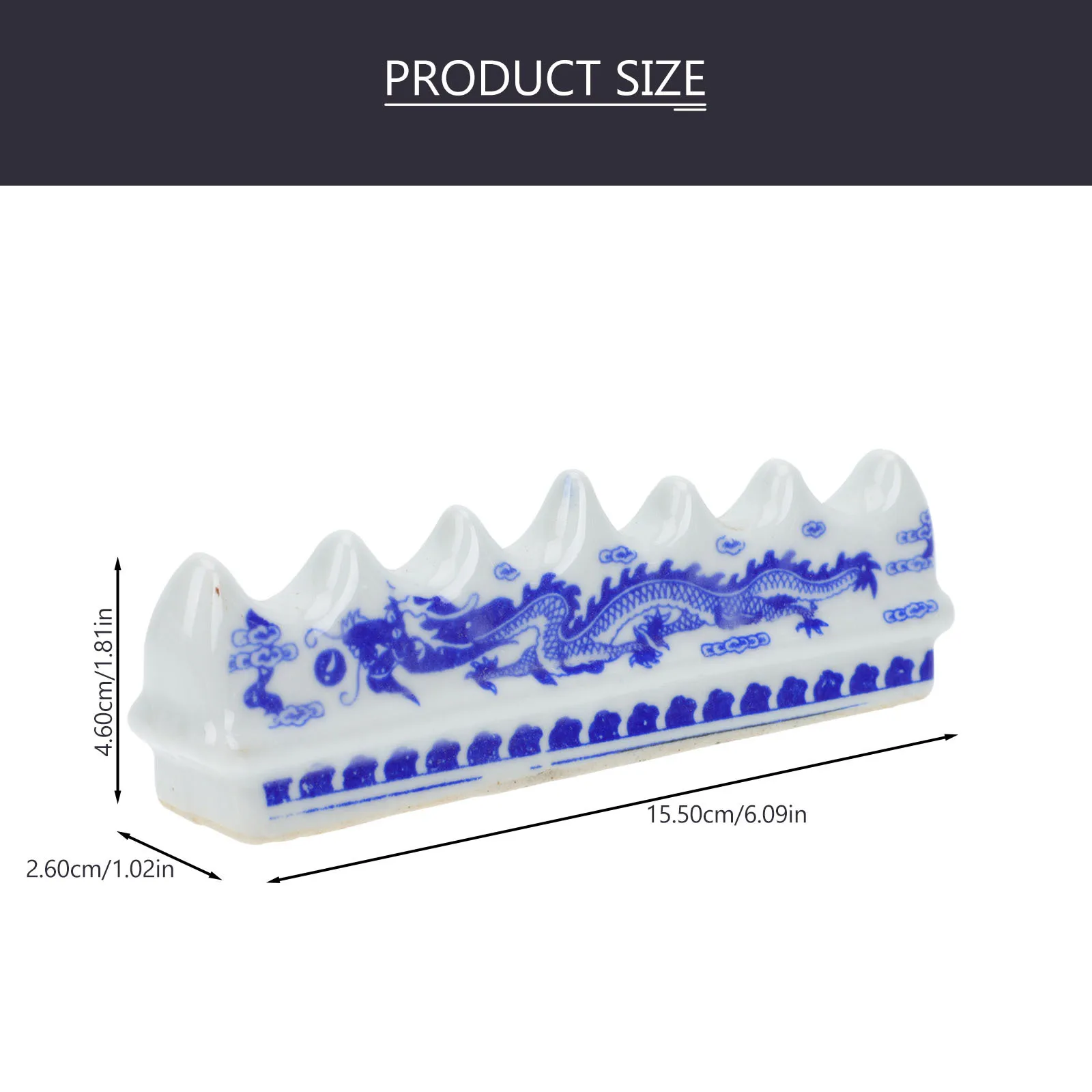 3Pcs Durable Ceramic Calligraphy Brush Pen Holder Blue and White Ink Brush Stand Desktop Organizer for Office Study