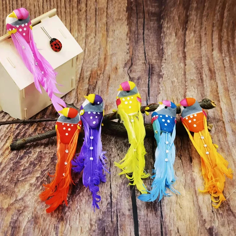 Multicolor Birds Figurines Christmas Home Decoration Simulation Feather Birds With Clips For Garden Lawn Tree Decor Handicraft