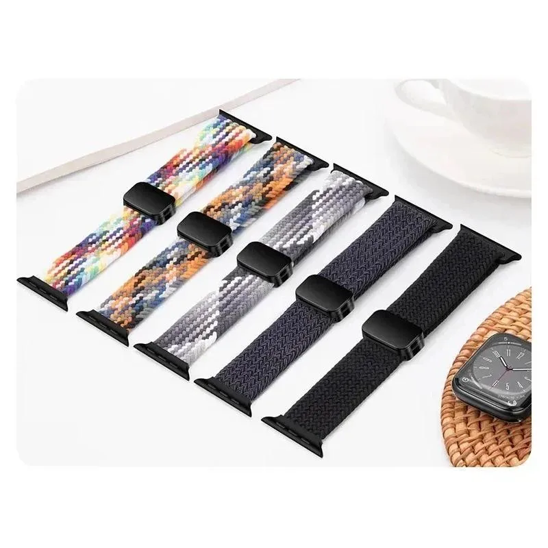 Нейлоновый плетеный ремешок, совместимый с Apple Watch S10 46 мм 44 мм 40 мм 45 мм 49 мм 41 мм 38 мм iWatch series se 10 7 3 5 6 8 9 Ultra