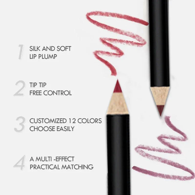 12 Pcs Lip Liner Pencil Set Long Lasting Waterproof Matte Velvet Lipliner Pen Professional Makeup For Women Valentine's Day Gift