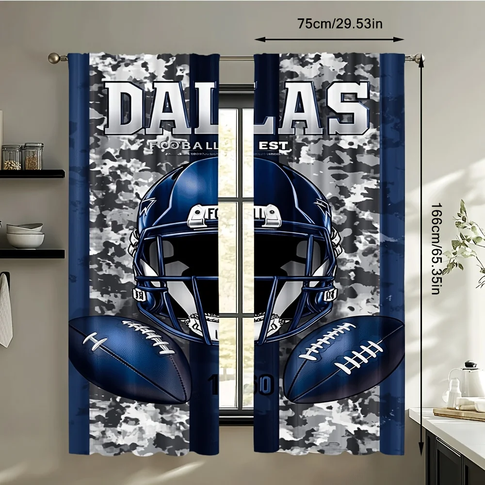 댈러스 풋볼 도어 커튼 2개, 블루 화이트 카모 헬멧 - Home Decor Dallas 리뷰 및 가격